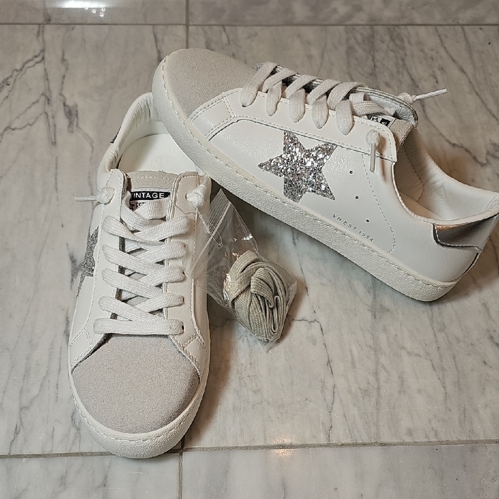 Vintage Havana White and Silver Star Sneakers